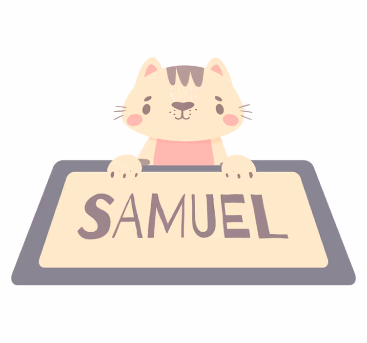 Animal vinyl carpet with cat name label - TenStickers