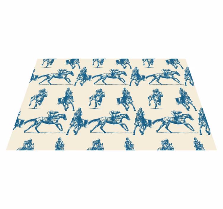 Animal vinyl carpet blue and beige horse pattern - TenStickers