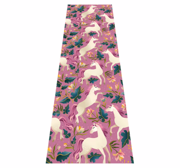 Animal vinyl carpet with pink floral horse design - TenStickers