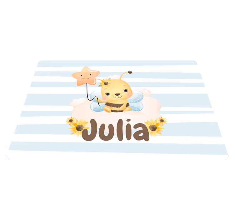 Animal vinyl carpet cute bee with name - TenStickers