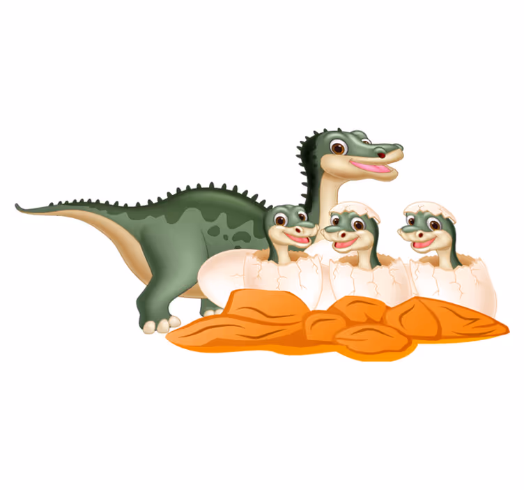 Cute dinosaur family animal vinyl carpet - TenStickers
