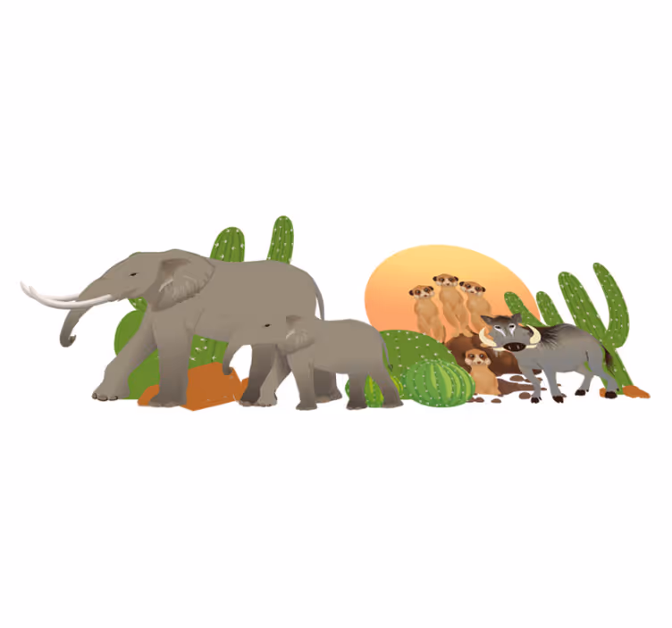 Animal vinyl carpet safari animal scene - TenStickers
