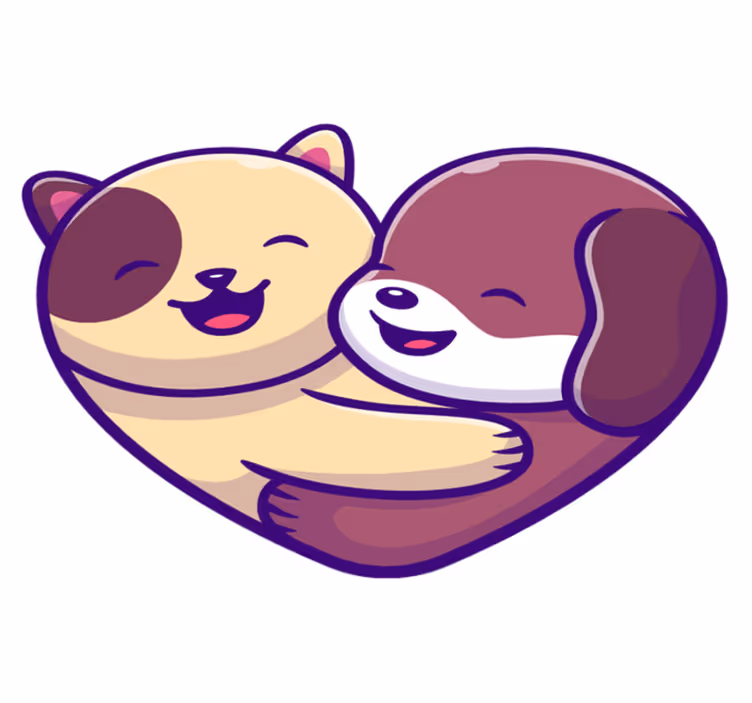 Cute animal embrace animal vinyl carpet - TenStickers