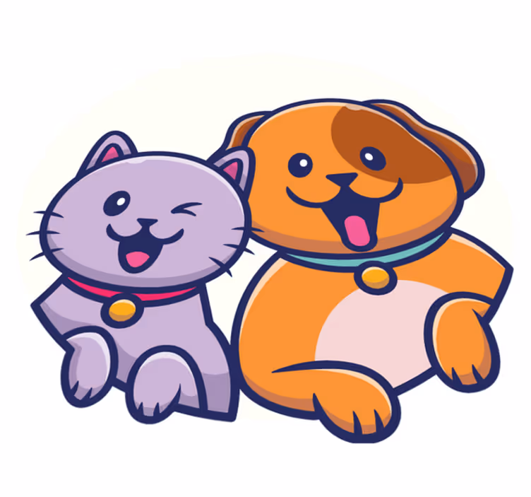 Playful cat dog animal vinyl carpet - TenStickers