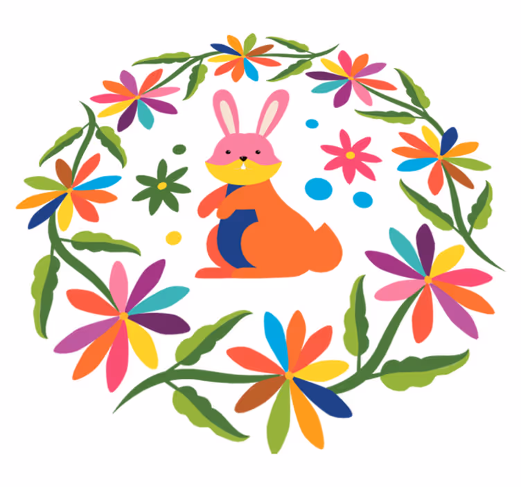 Animal vinyl carpet colorful bunny design - TenStickers