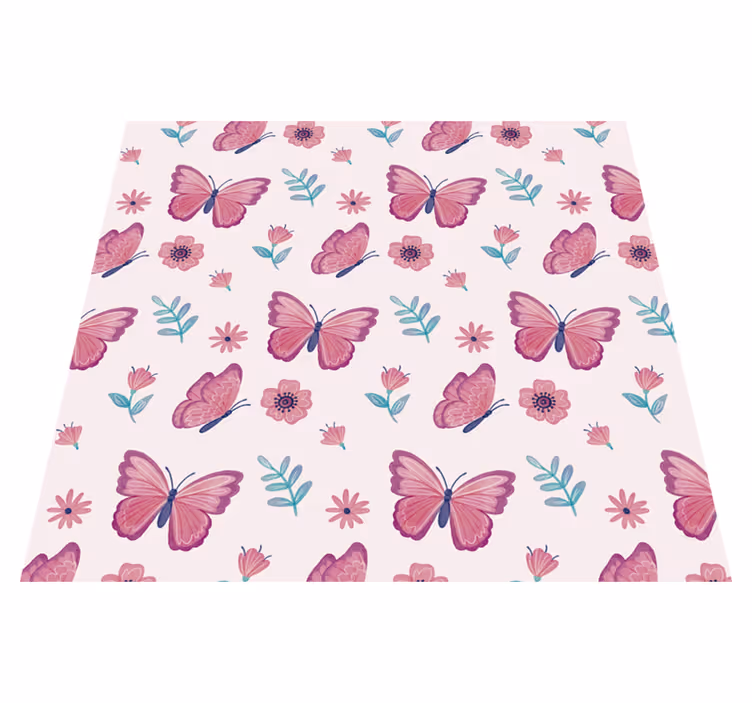 Animal vinyl carpet butterfly flower design - TenStickers