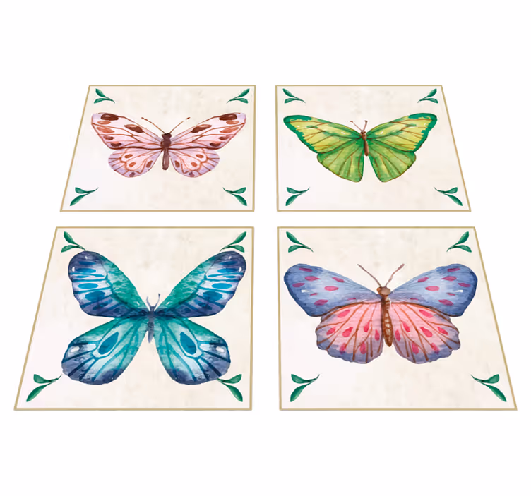 Animal vinyl carpet with bright butterfly patterns - TenStickers