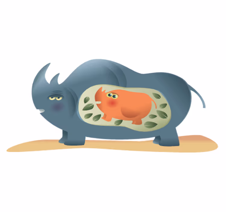 Animal vinyl carpet pregnant rhino mother - TenStickers