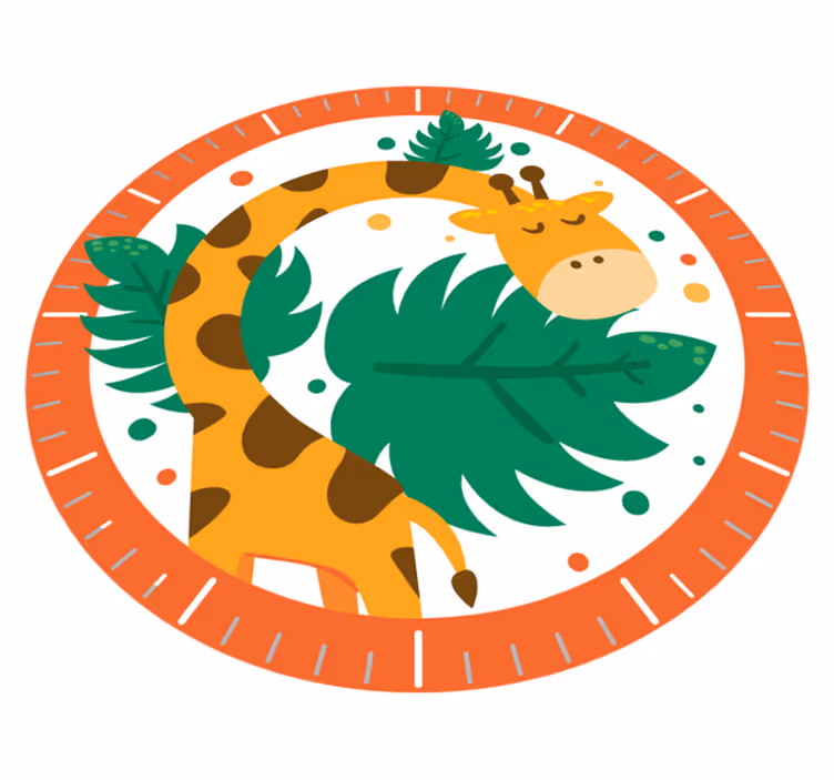 Animal vinyl carpet with giraffe clock for kids - TenStickers