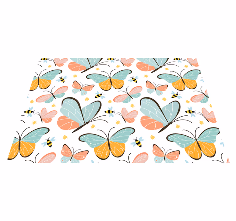 Animal vinyl carpet with butterflies and bees design - TenStickers