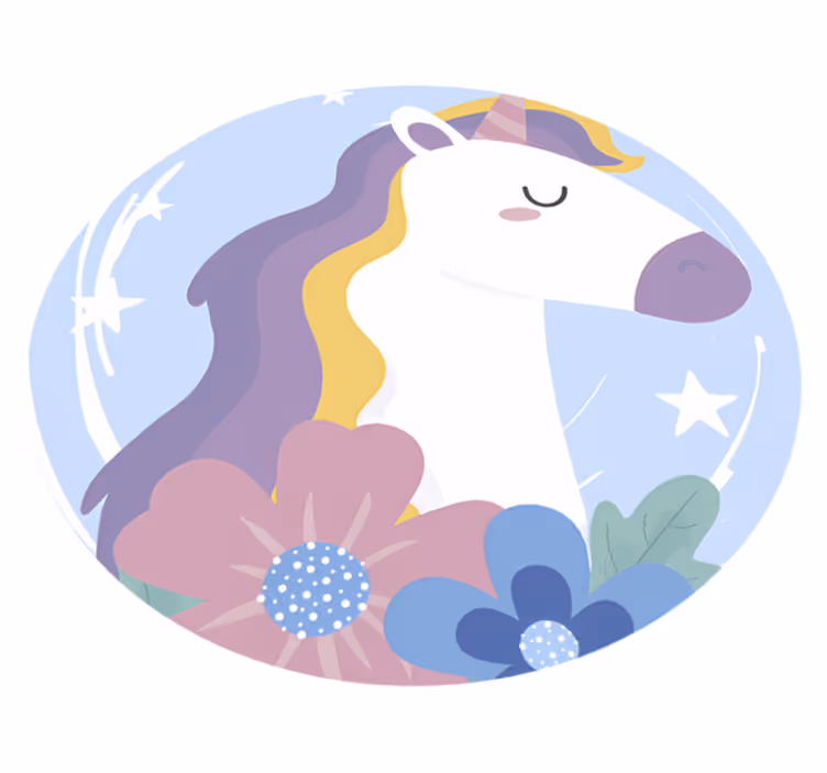 Animal vinyl carpet bright hair unicorn - TenStickers