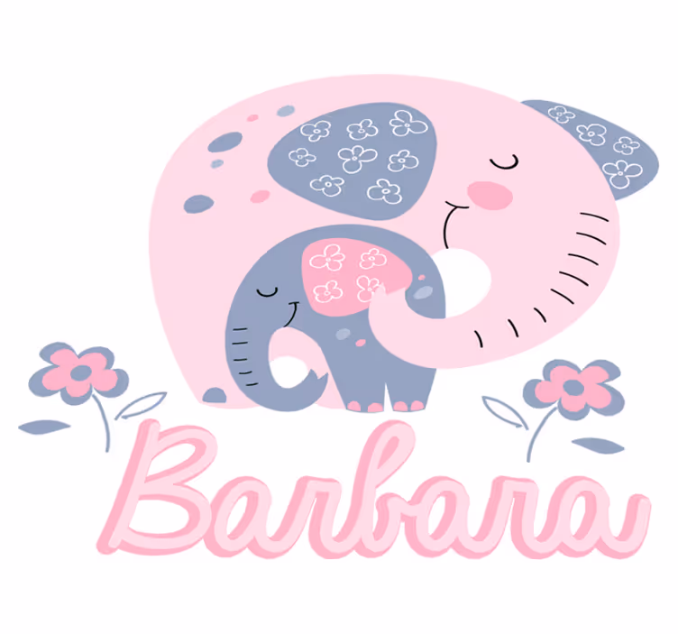 Animal vinyl carpet elephants with hearts and name - TenStickers