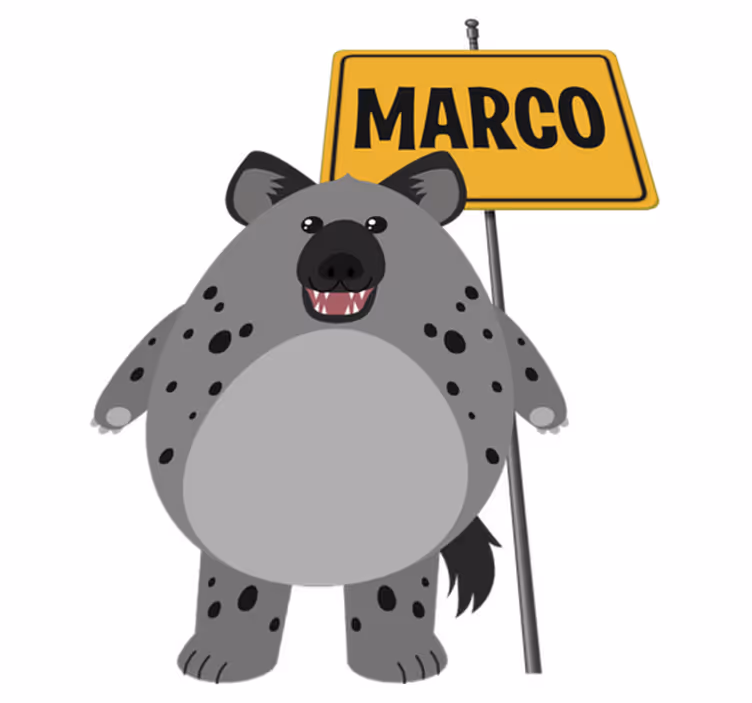 Animal vinyl carpet hyena with name design - TenStickers