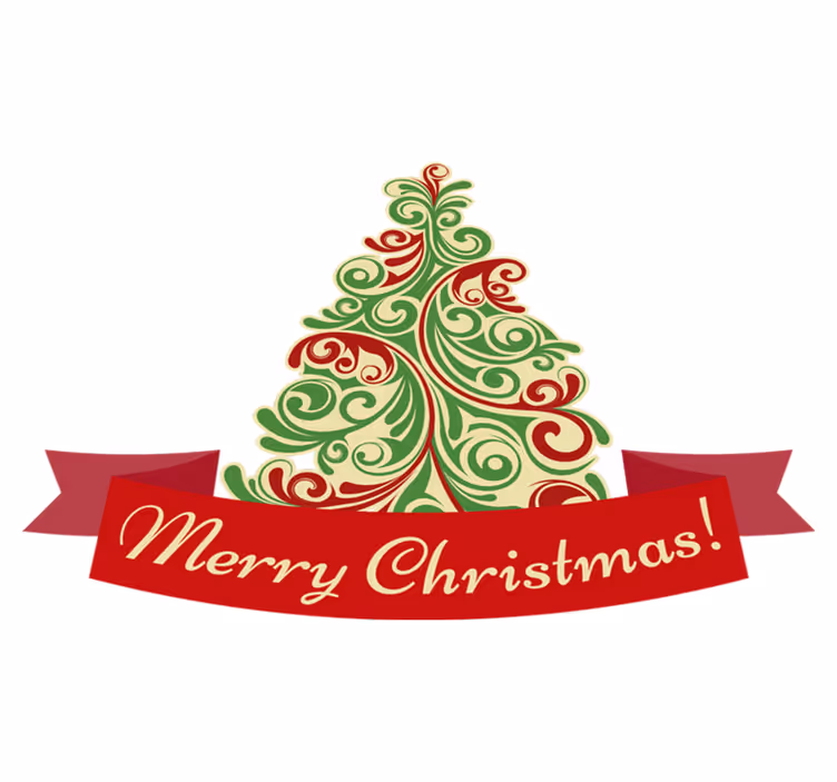 Christmas vinyl carpet classic tree with message - TenStickers