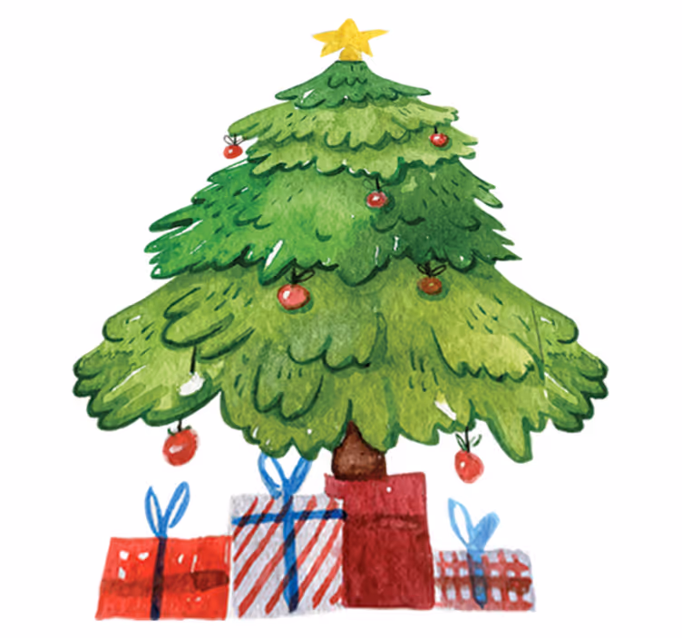 Christmas vinyl carpet tree with gifts - TenStickers