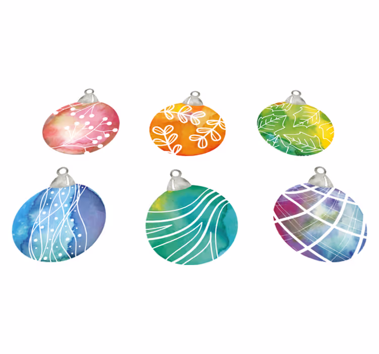 Christmas vinyl carpet watercolor christmas ornaments - TenStickers