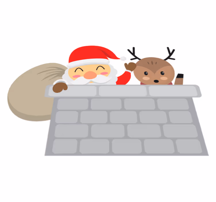 Christmas vinyl carpet santa and reindeer design - TenStickers