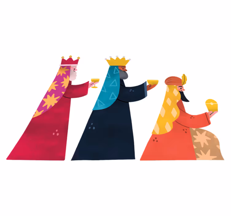 Christmas vinyl carpet watercolor three kings - TenStickers