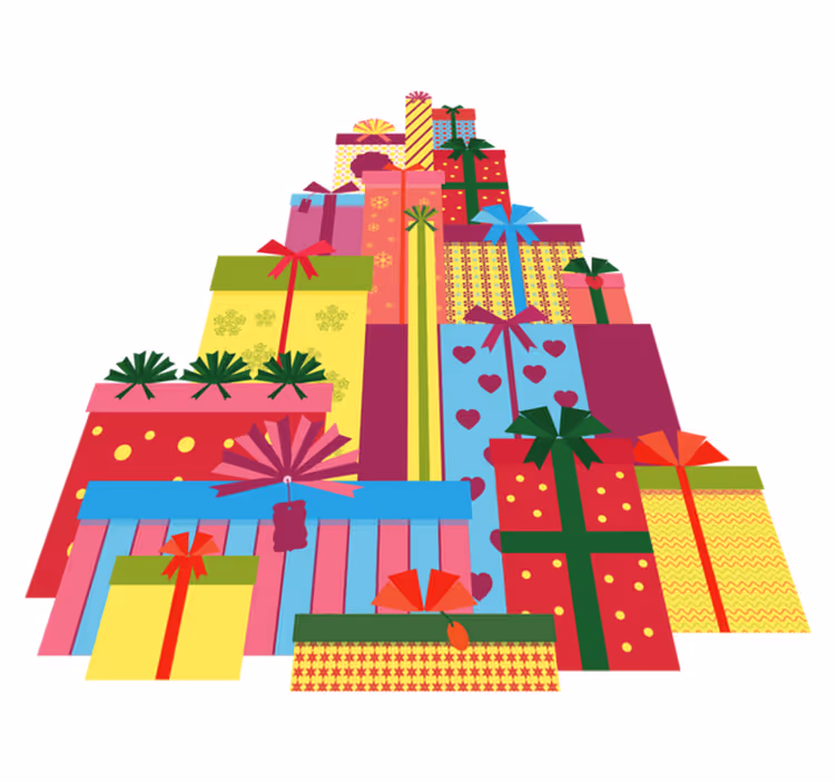 Christmas vinyl carpet big stack of gift boxes - TenStickers