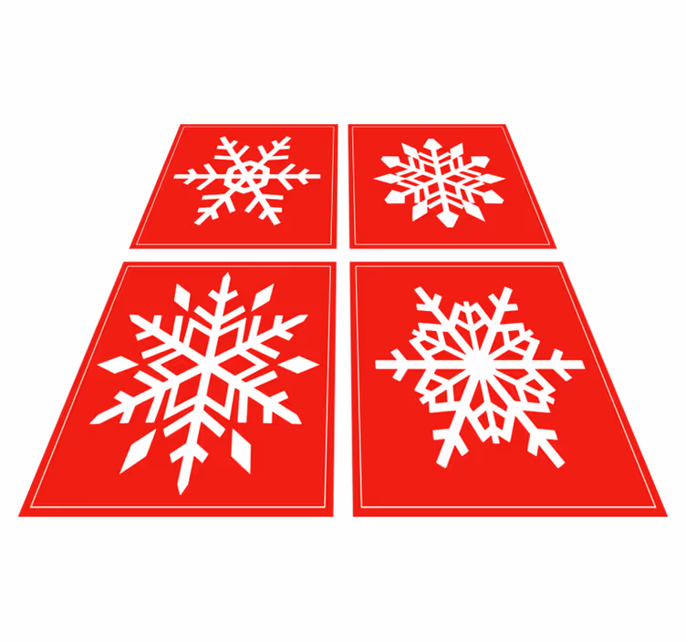Christmas vinyl carpet red snowflake tiles - TenStickers