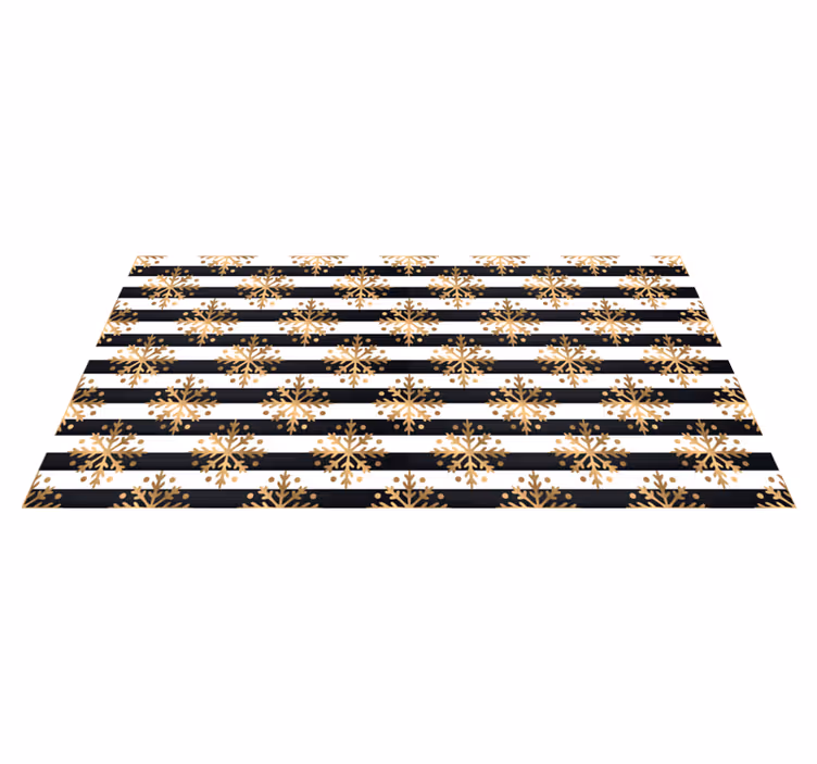 Christmas vinyl carpet with golden snowflakes on stripes - TenStickers