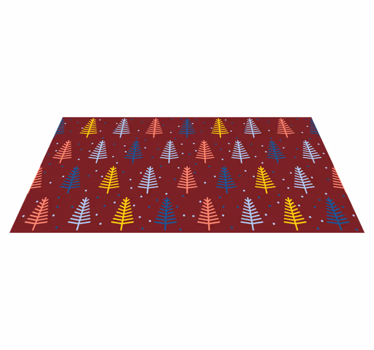 Christmas vinyl carpet with colorful pine tree design - TenStickers