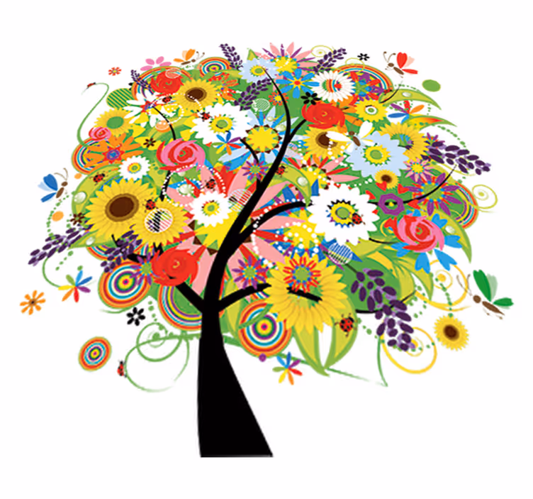 Floral vinyl carpet summer tree design - TenStickers