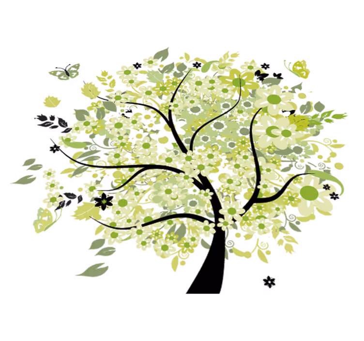 Floral vinyl carpet green spring tree - TenStickers