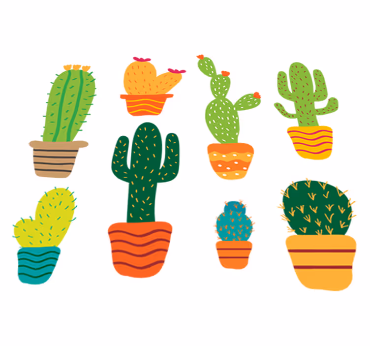 Floral vinyl carpet colorful cactus collection - TenStickers