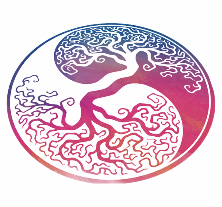 Yin yang tree life floral vinyl carpet - TenStickers