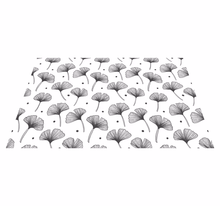 Floral vinyl carpet with white ginkgo leaf pattern - TenStickers
