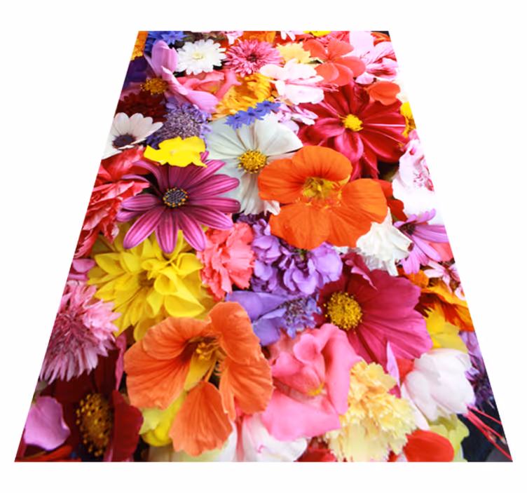 Floral vinyl carpet with an abundance of colorful blooms - TenStickers