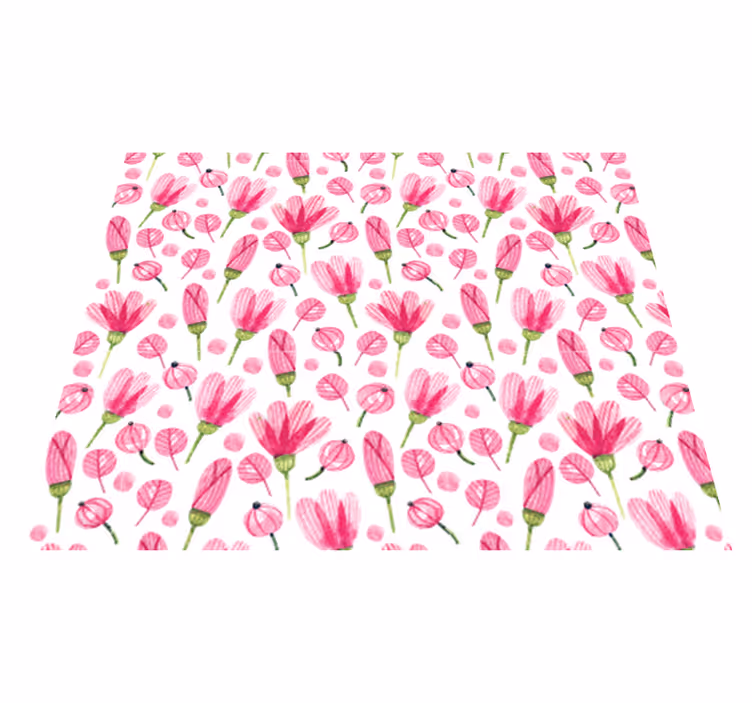 Floral vinyl carpet pink aquarelle flowers - TenStickers