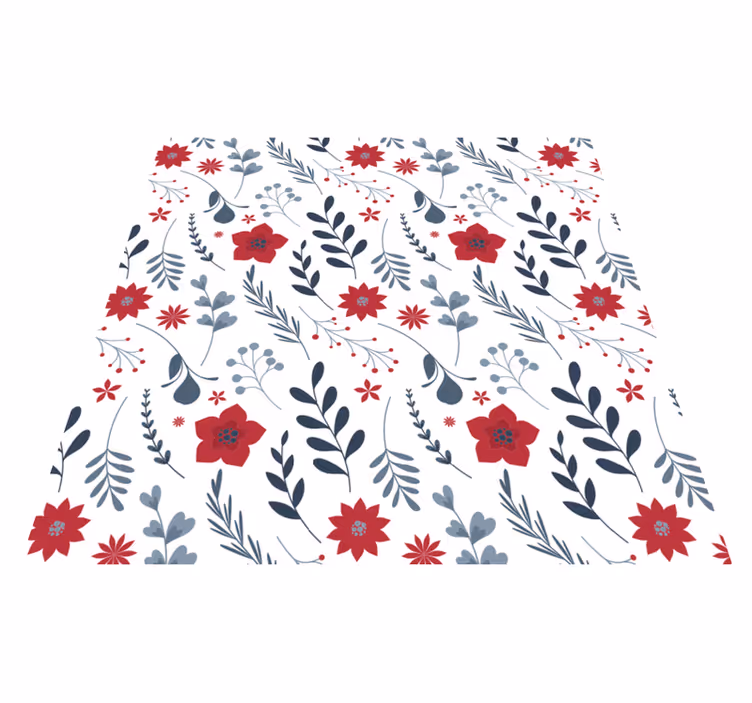 Floral vinyl carpet in red and white pattern - TenStickers