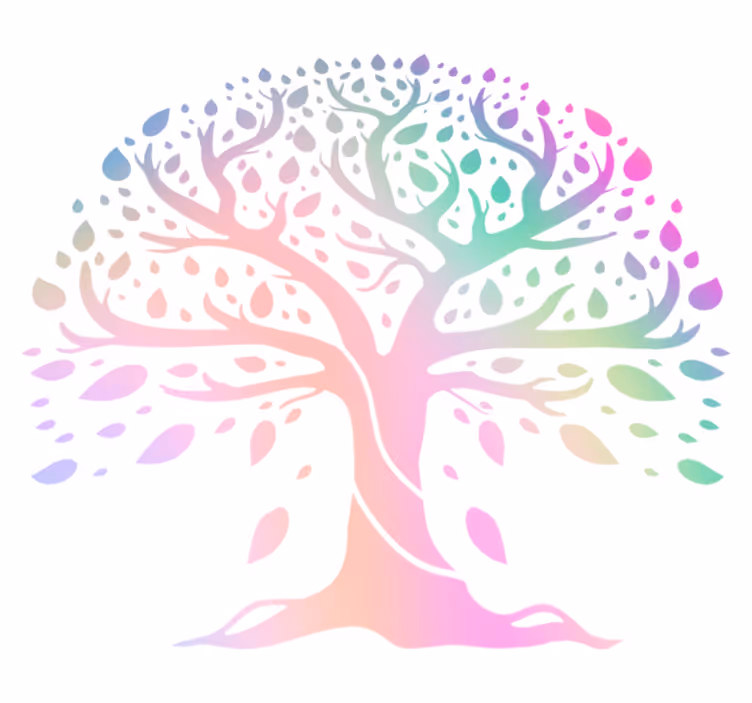 Floral vinyl carpet tree of life in rainbow colors - TenStickers