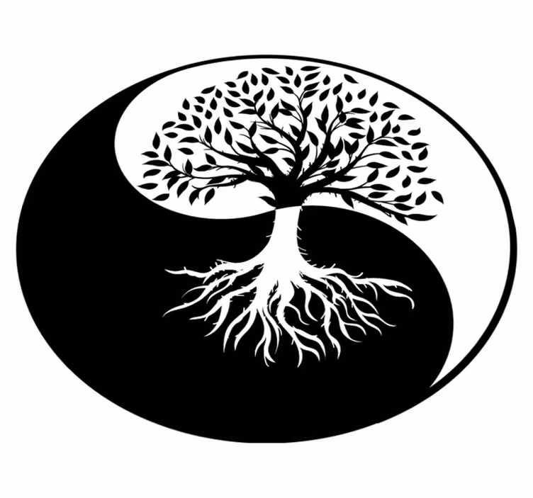 Floral vinyl carpet tree of life yin yang design - TenStickers