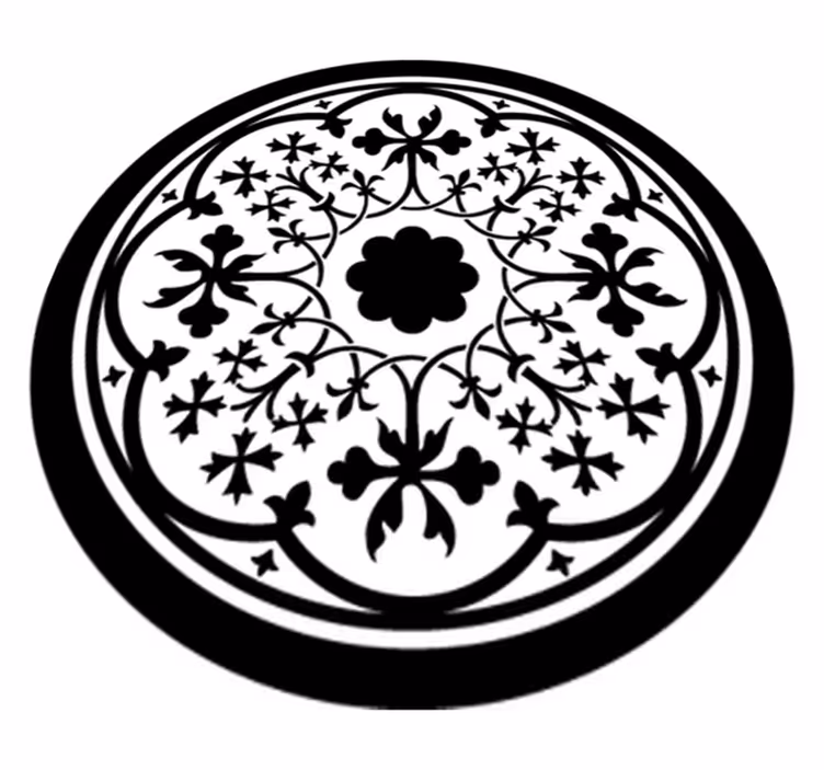 Floral vinyl carpet gothic rosette design - TenStickers