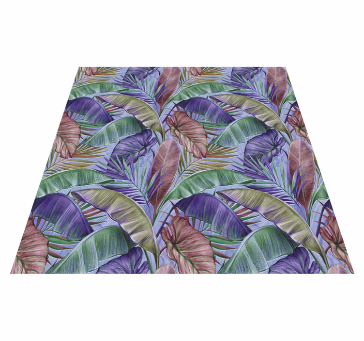Floral vinyl carpet with purple leaves design - TenStickers