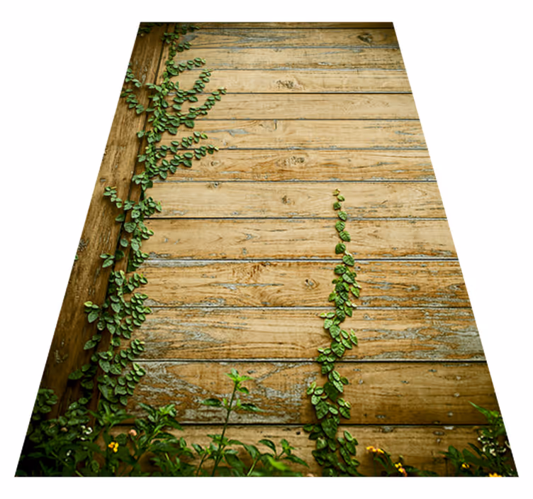 Floral vinyl carpet with vines on wood design - TenStickers