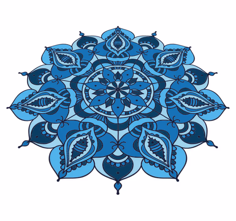 Floral vinyl carpet lotus blue mandala design - TenStickers