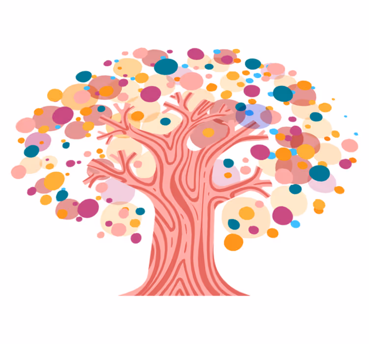Floral vinyl carpet colorful tree silhouette - TenStickers