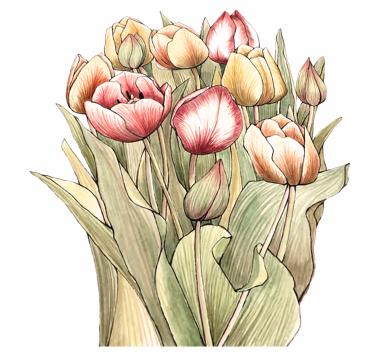 Floral vinyl carpet colorful tulip bouquet - TenStickers