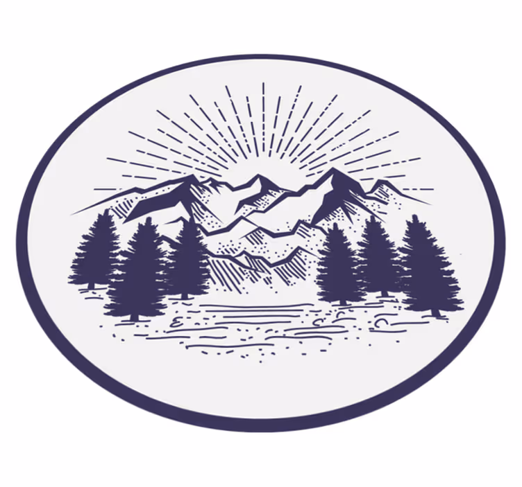 Floral vinyl carpet mountain view circle - TenStickers
