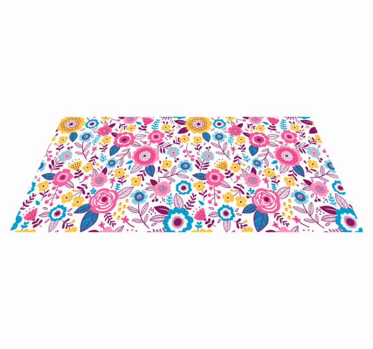 Floral vinyl carpet kallax pink flowers - TenStickers