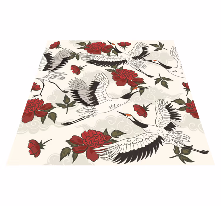 Floral vinyl carpet in soothing earth tones - TenStickers