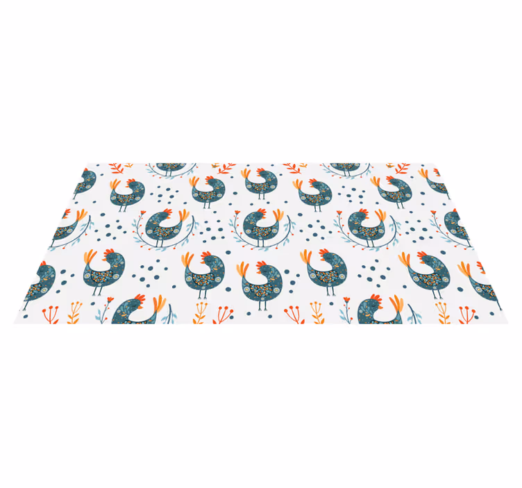Chickens and flowers floral vinyl carpet - TenStickers