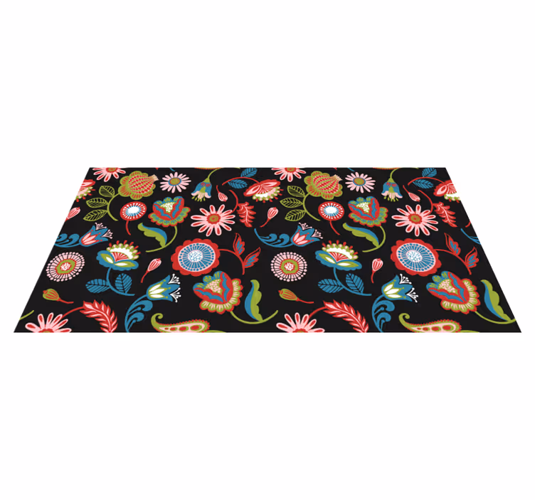 Floral vinyl carpet with vibrant ethnic design - TenStickers