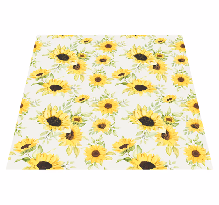 Floral vinyl carpet watercolor sunflowers - TenStickers