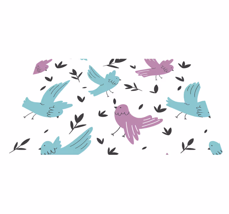 Blue and purple birds animal vinyl carpet - TenStickers