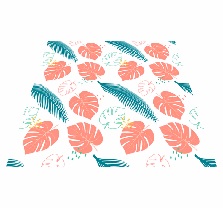 Pink tropical leaves floral vinyl carpet - TenStickers